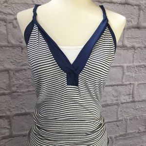 Splendid size small blue white striped tank top